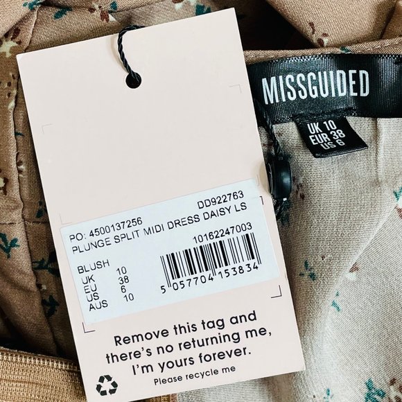 Missguided Brown Floral Plunge Split Midi Dress NWT Size 6 - Picture 9 of 9